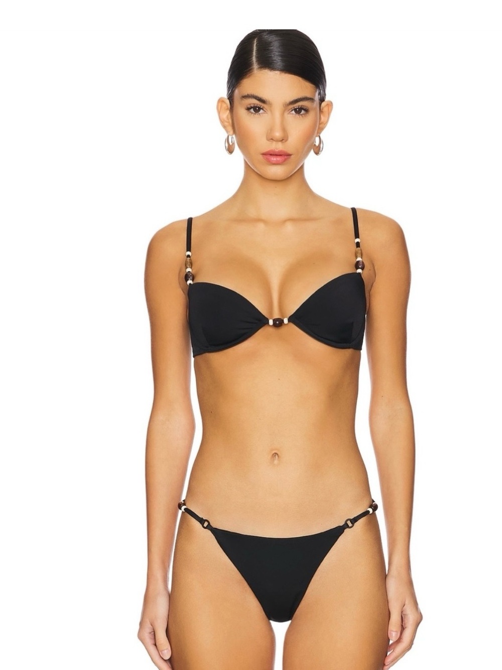 Rare Agua Bendita Black Bikini Set with Gold Accents Sz Med